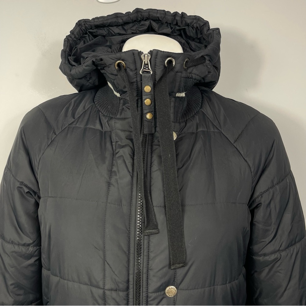 Diesel Woman’s Puffer Jacket Black High Low Hooded Insulated Winter Coat M - Picture 10 of 16